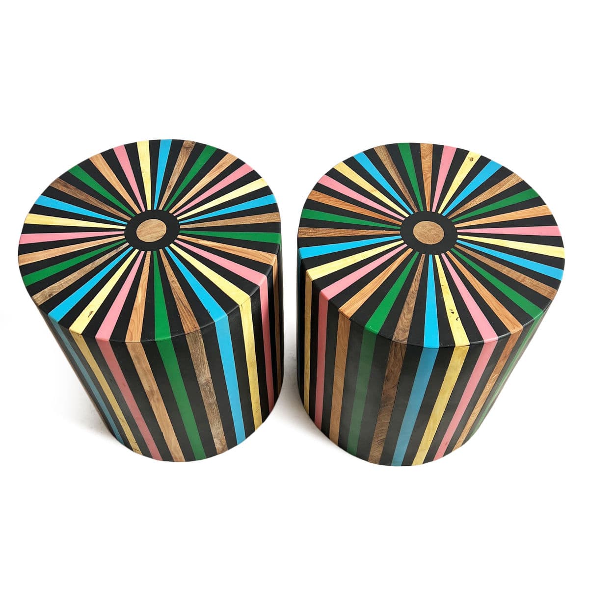 Retro Color Wheel Inlay Stool Table - Thumbnail 9