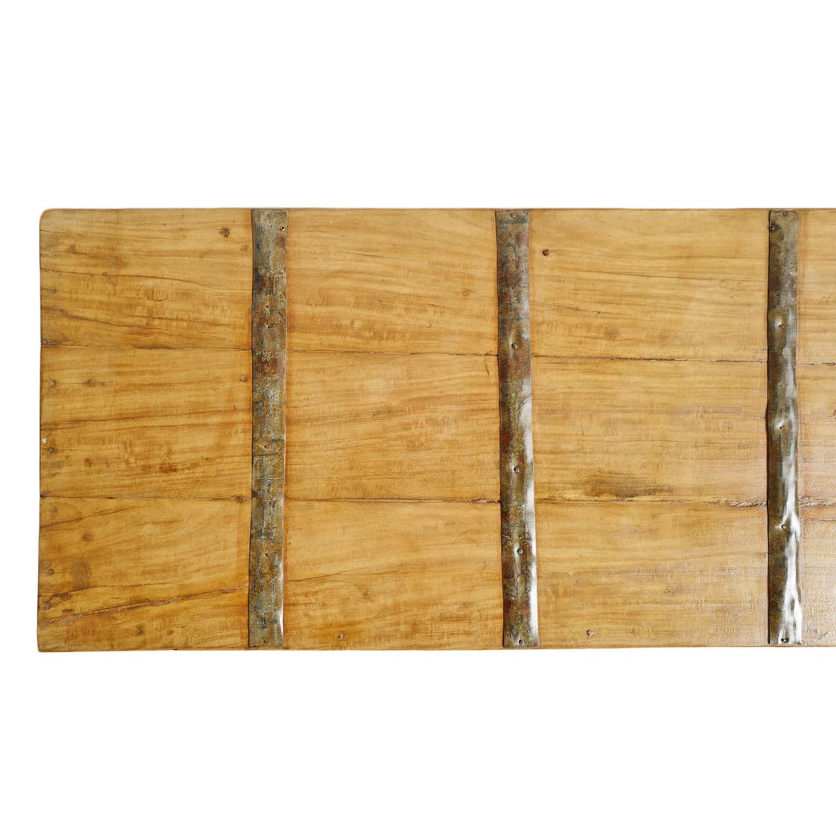 Vintage Farm Wood & Iron Long Trunk - Thumbnail 9