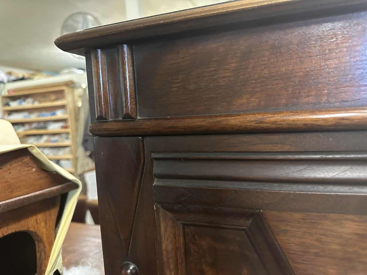 Grand Rapids Antique 1920s Walnut and Burlwood Spanish Revival Liquor Cabinet or Armoire - By Johnson-Handley-Johnson - Thumbnail 9