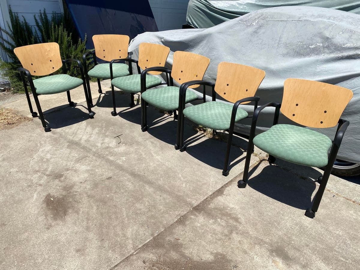 Haworth Bentwood Rolling Side Armchairs Set of 6 - Thumbnail 8