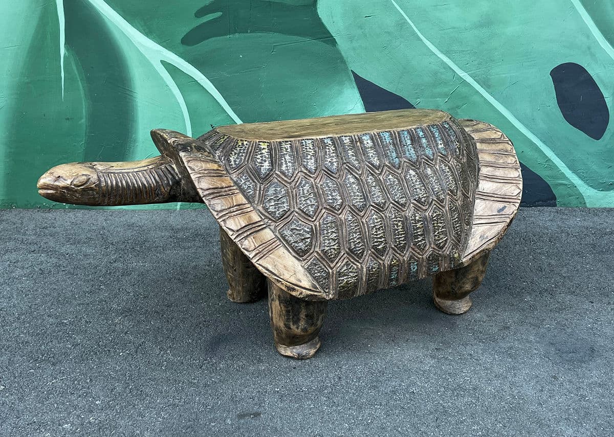 Vintage Burkina Faso Turtle Seat Bench - Thumbnail 10