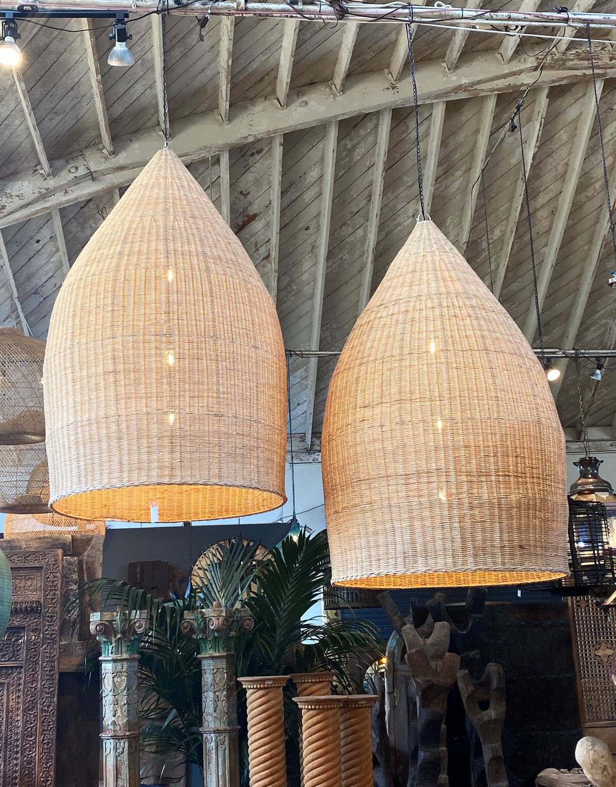 Giant Raw Rattan Pod Lantern - Thumbnail 10