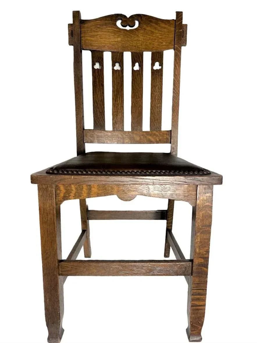 Wyburd and Liberty Attributed Antique Edwardian English Oak Chairs - a Pair - Thumbnail 10