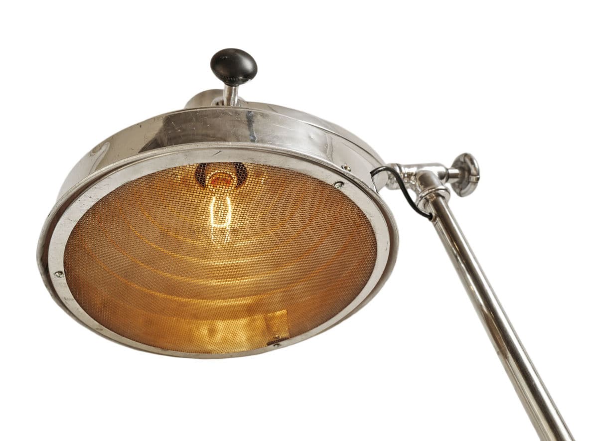 Vintage Chrome Industrial Floor Lamp on Wheels - Thumbnail 10