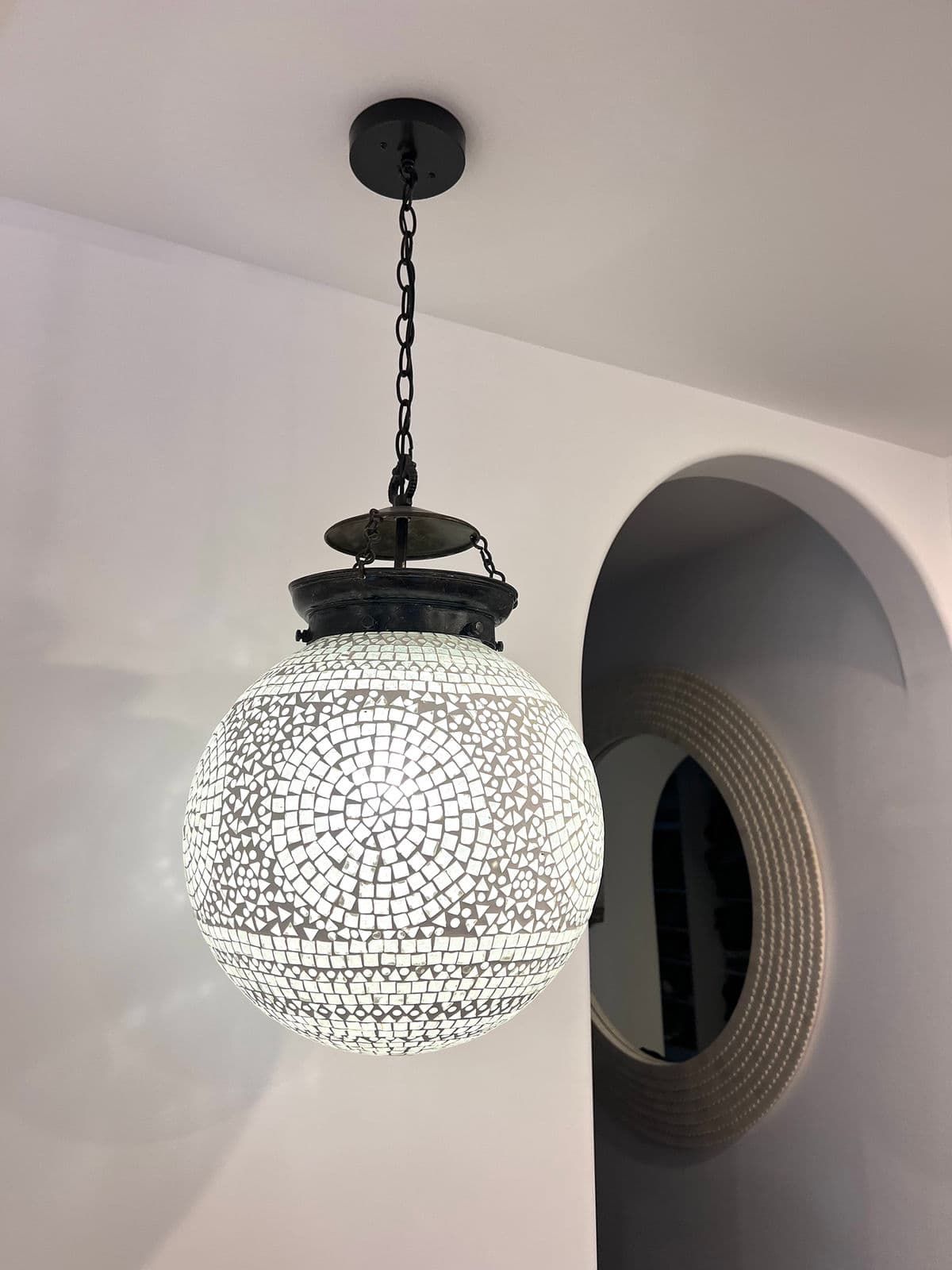 White Mosaic Globe Lantern - Thumbnail 10