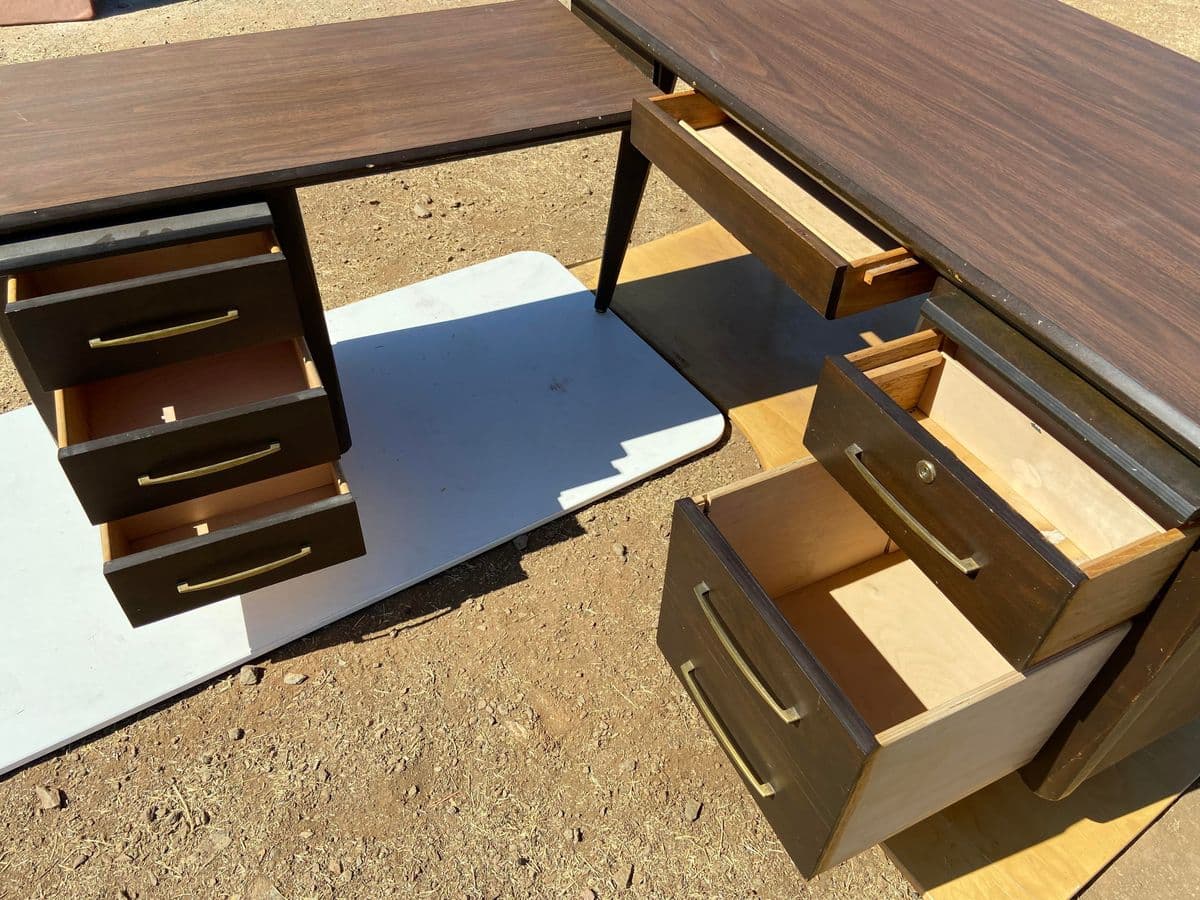 1970s Vintage Mid Century Modern L Shape Desk - Thumbnail 9
