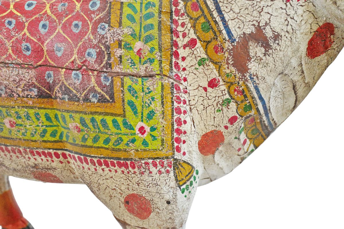 Vintage Wood Painted Brahma Cow - Thumbnail 10