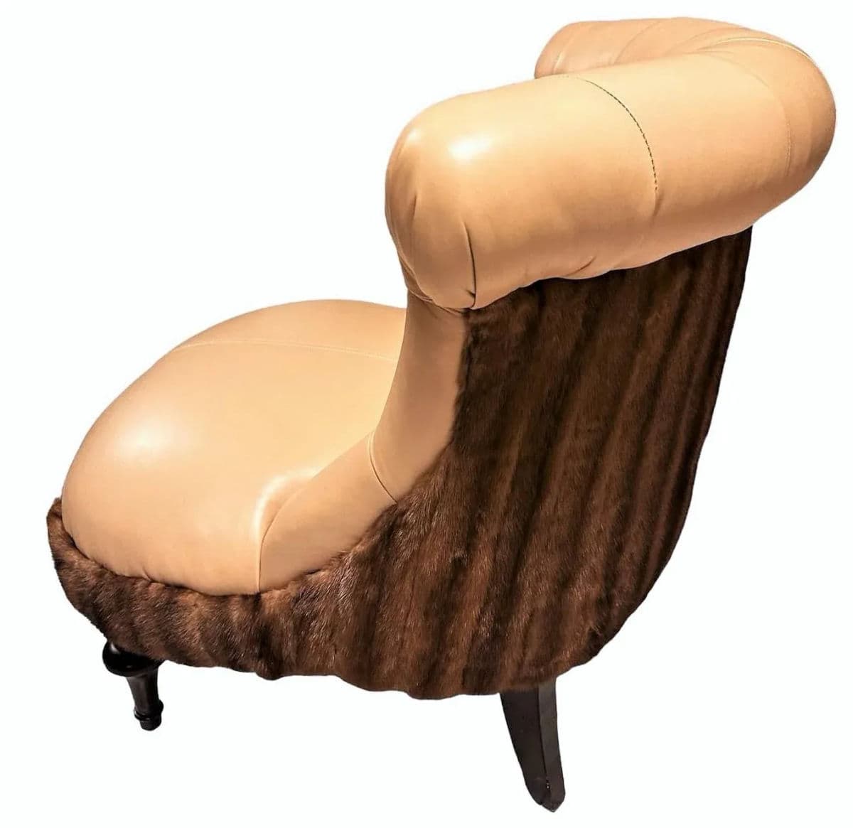Mink Fur and Calfskin Upholstered Boudoir Chair - Thumbnail 10