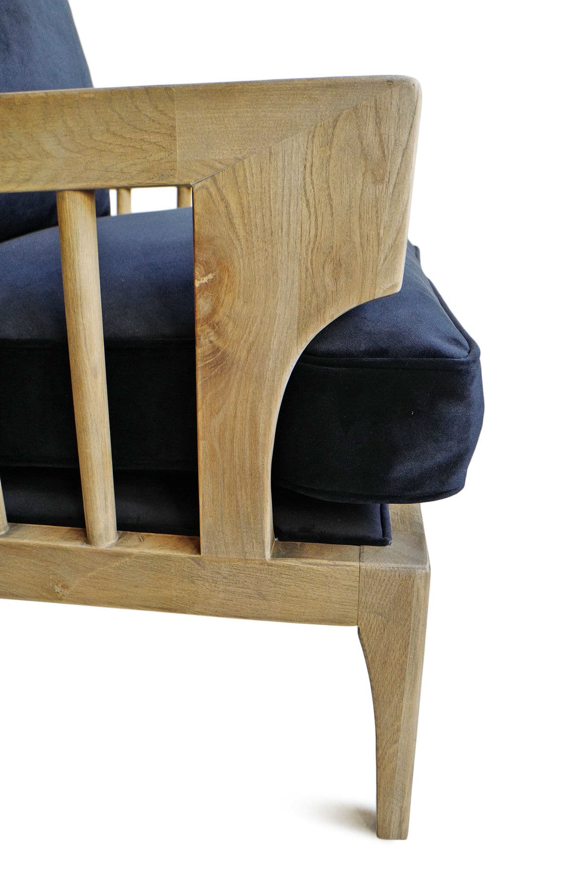 Wingback Navy Velvet Arm Chair - Thumbnail 10