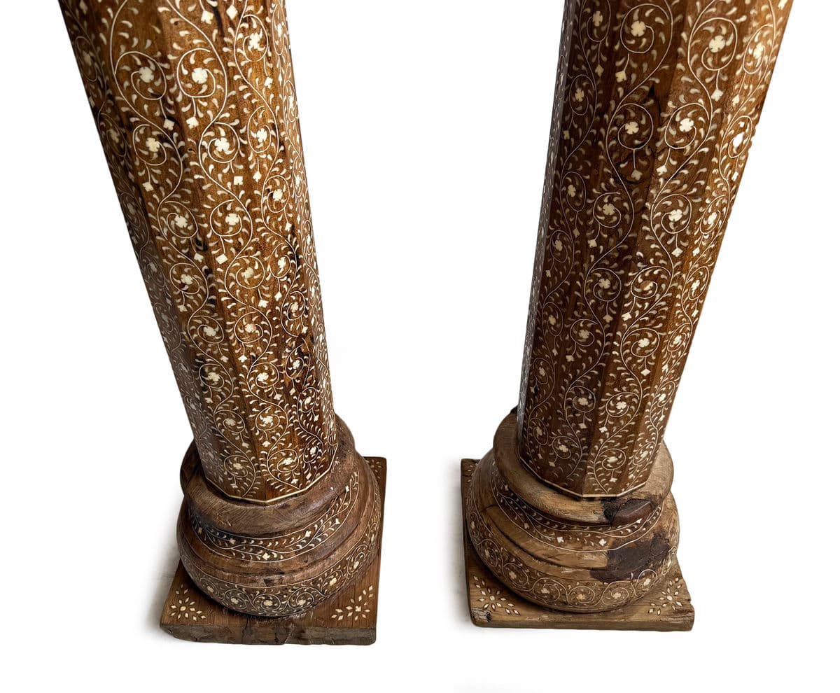 Pair of Antique Inlay Columns - Thumbnail 10