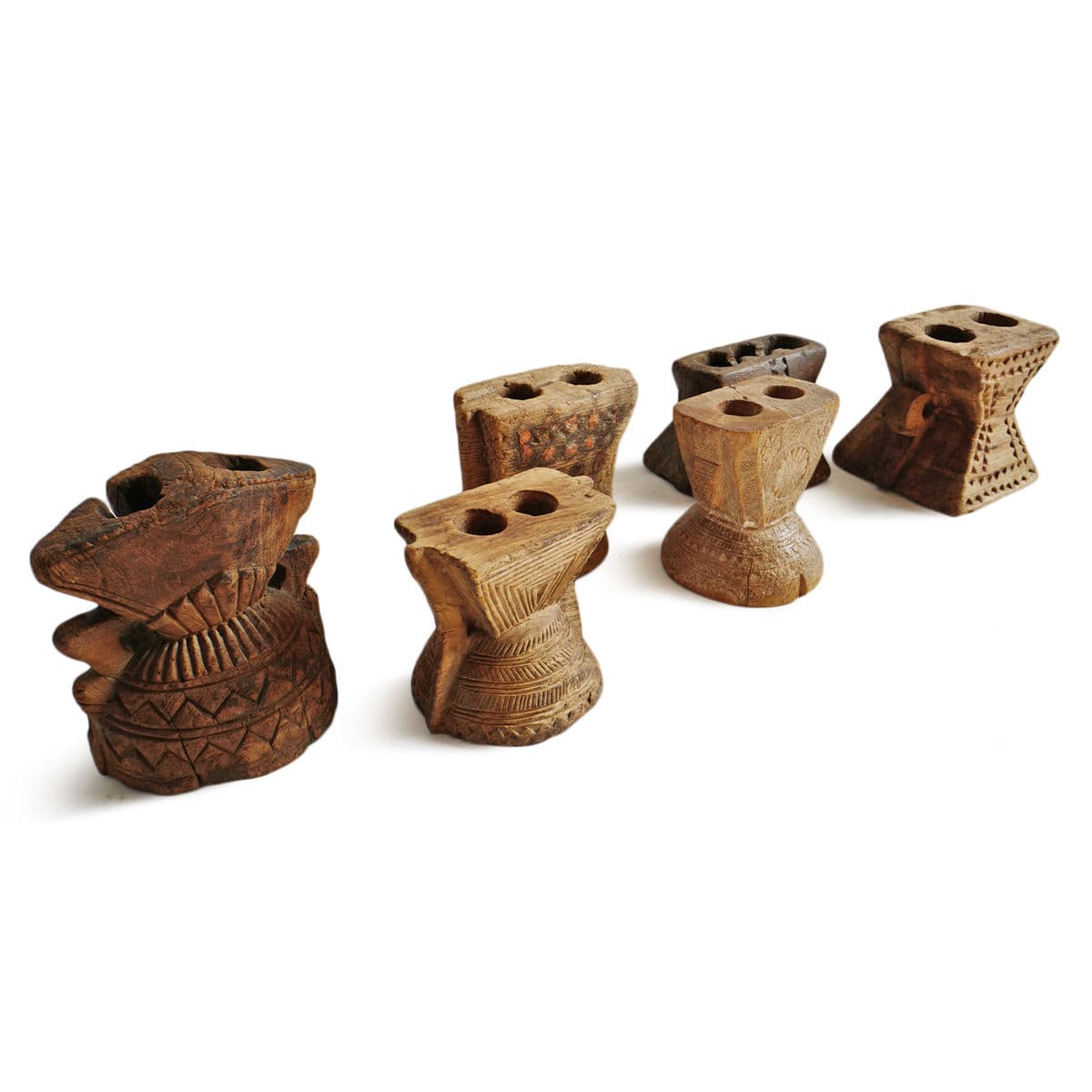 Antique Rajasthan Village Wood Candle Stand - Thumbnail 10