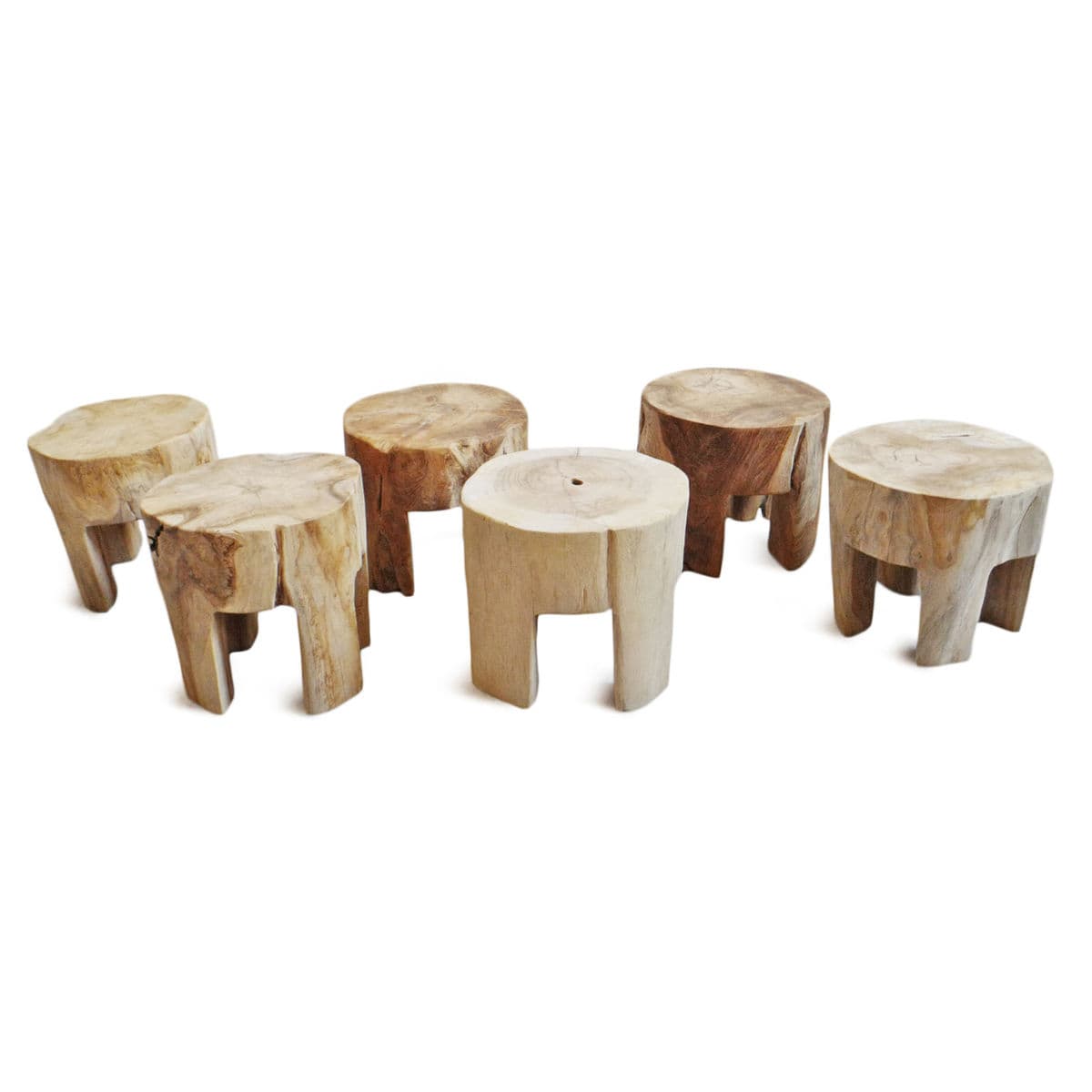 Jona Organic Teak Round Stool - Thumbnail 10