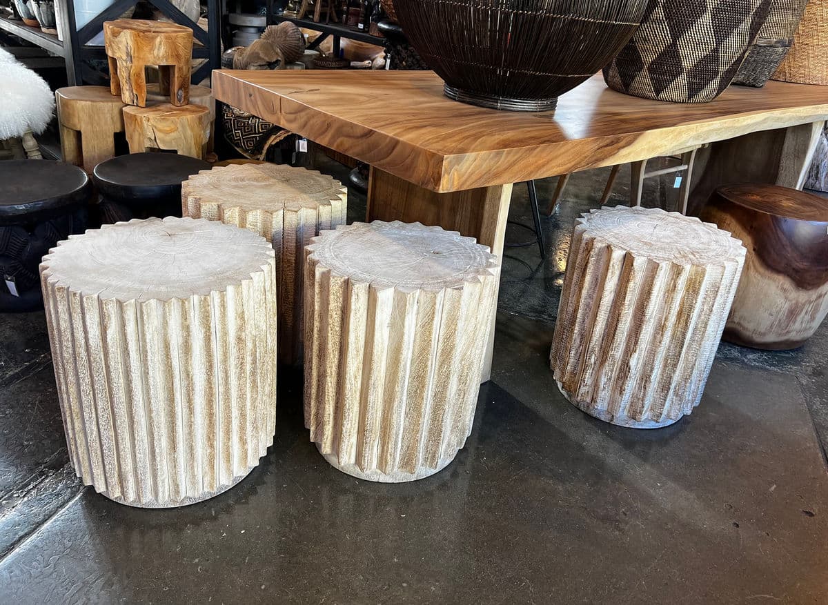 Washed Burn Gear Stool Table - Thumbnail 10