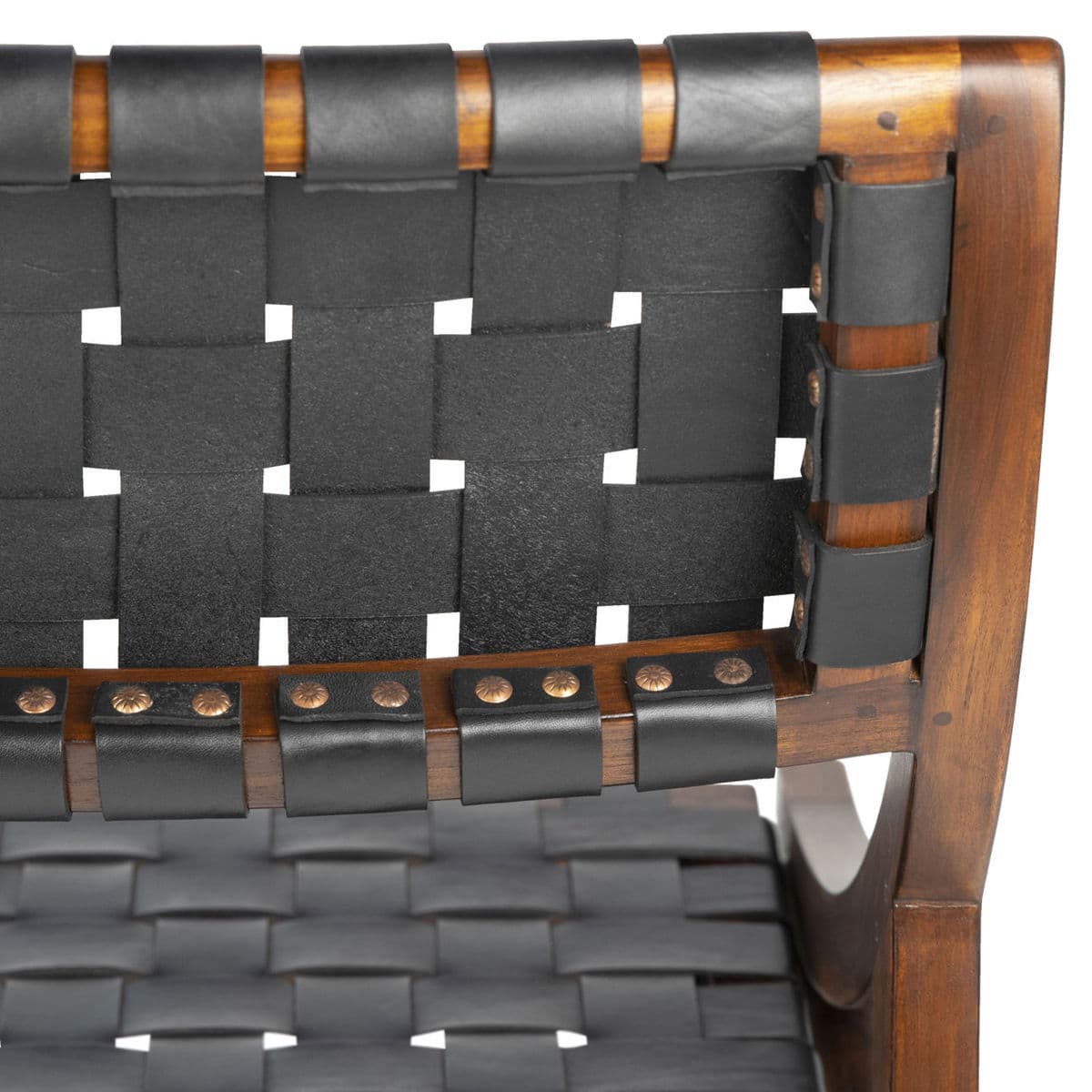 Black Leather Strap Dining Chair - Thumbnail 10