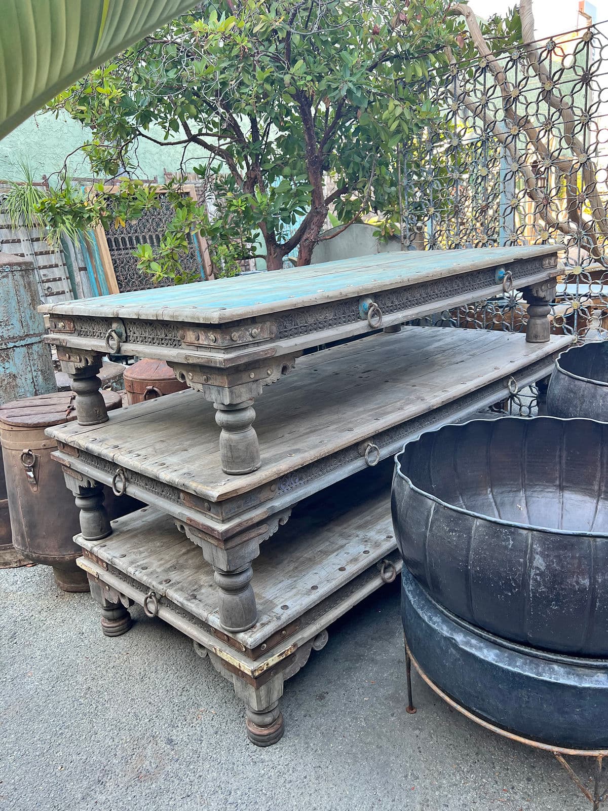 Old Teak Takhat Coffee Table - Thumbnail 10