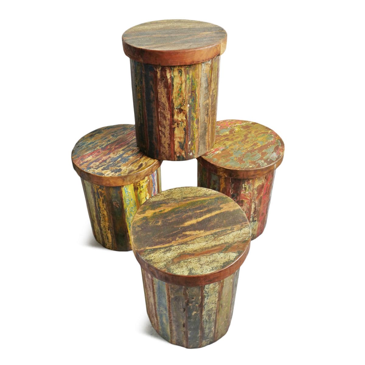 Salvaged Boat Wood Stool - Thumbnail 10