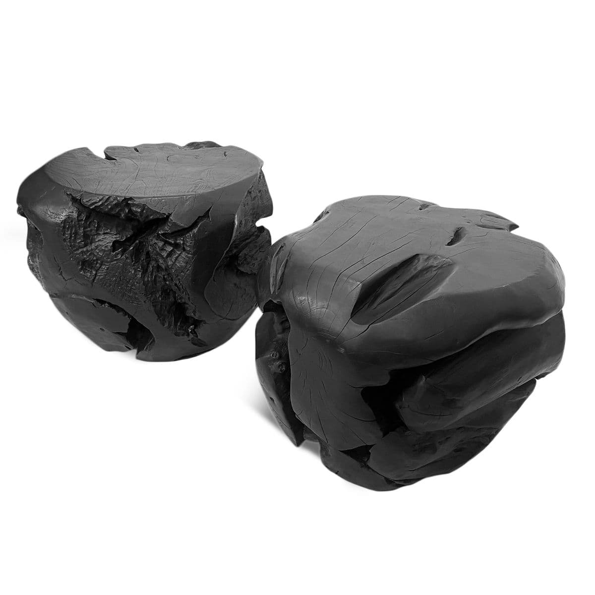 Black Organic Form Teak Stool - Thumbnail 10