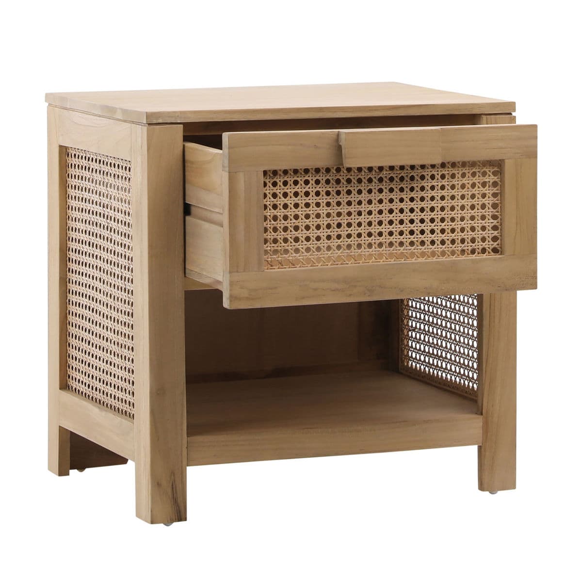 Teak & Rattan Cane Nightstand - Thumbnail 10
