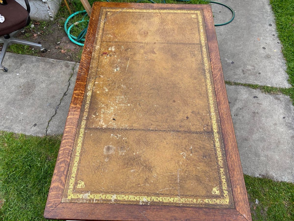 1930s Vintage English Oak Library Arts and Crafts Table Desk - Thumbnail 10