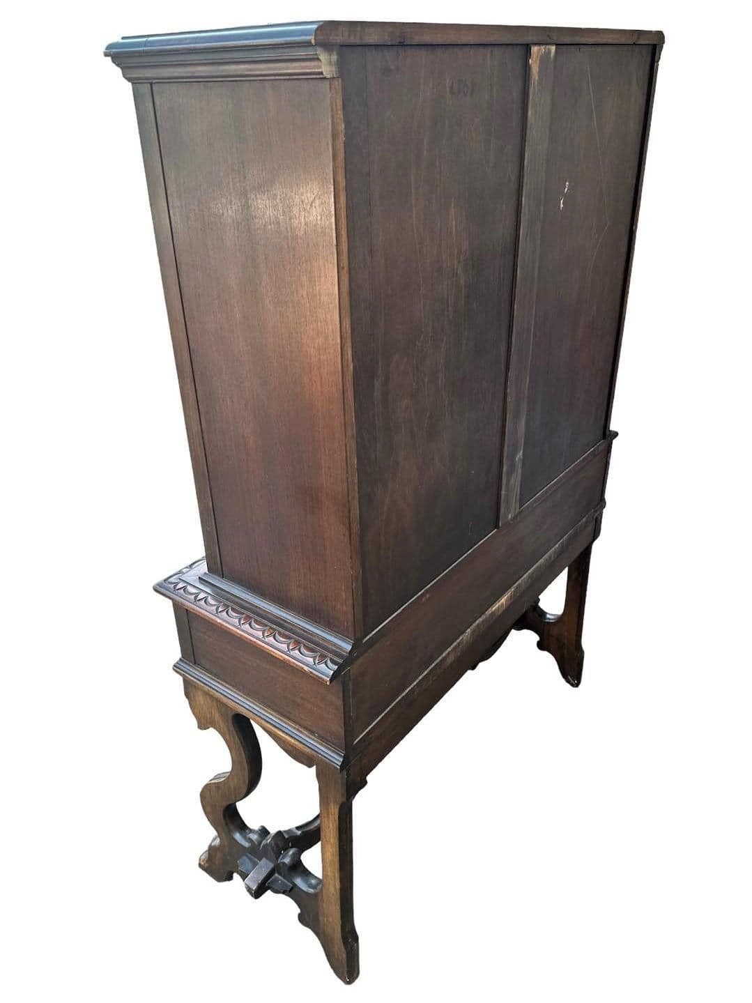 Antique Berkey & Gay Grand Rapids 'Span-Umbrian' Walnut, Burlwood and Polychrome Cabinet - Circa 1917 - Thumbnail 10