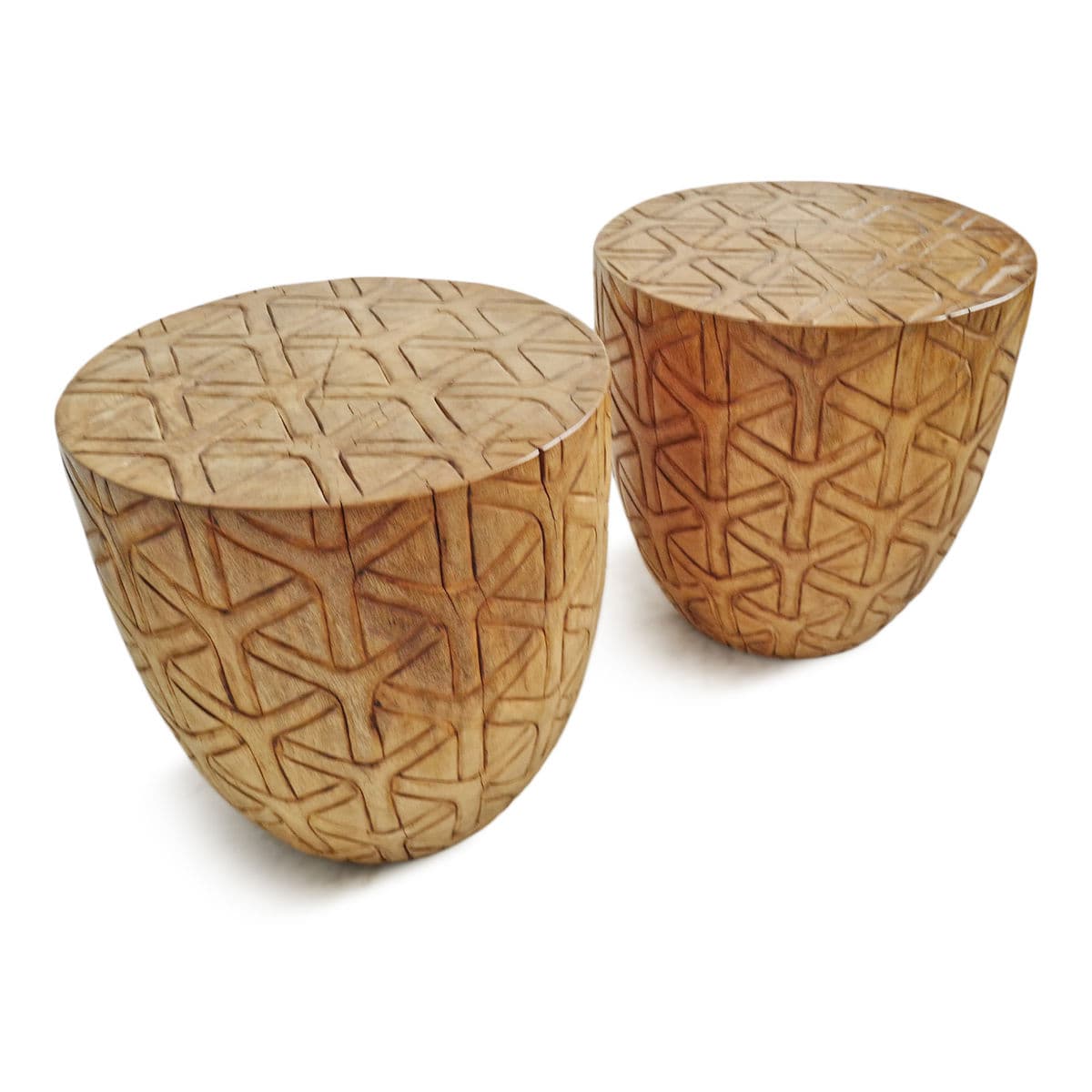 Natural Gumdrop Cane Carved Stool - Thumbnail 10