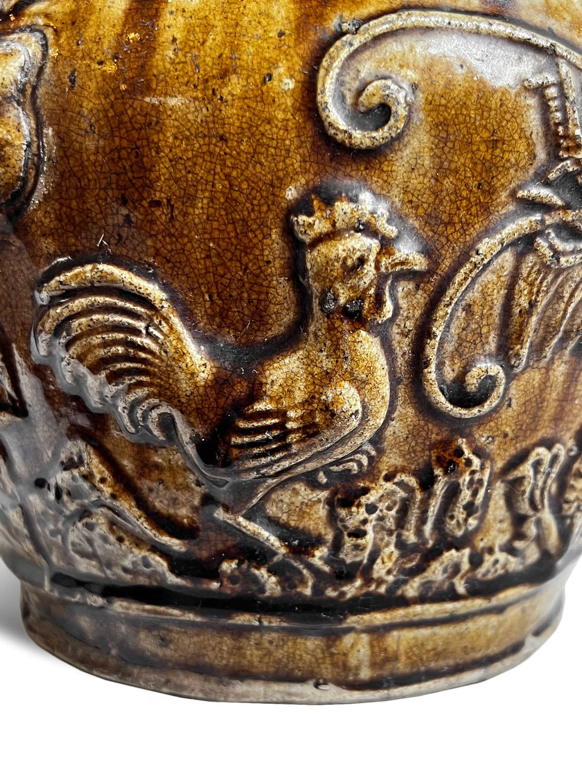 Antique Amber Chinese Ceramic Pot w/Lid - Thumbnail 10