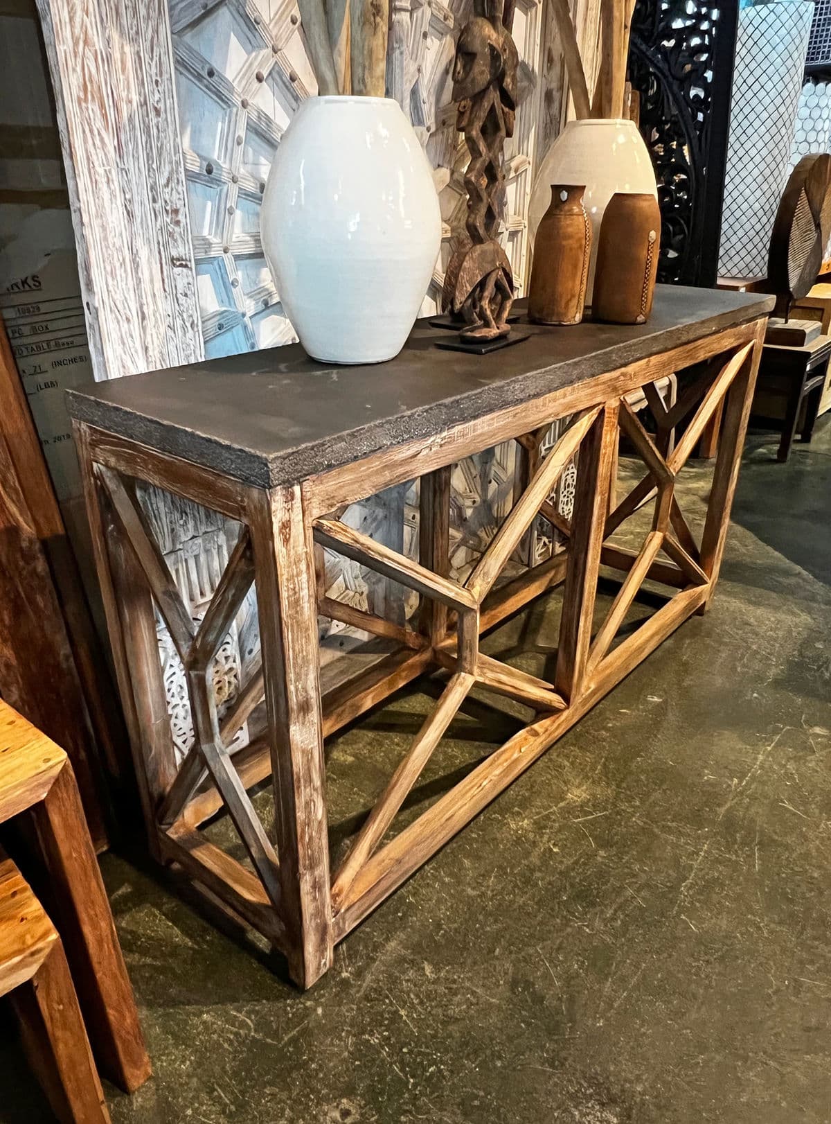 Grey Stone Top Open Console Table - Thumbnail 10