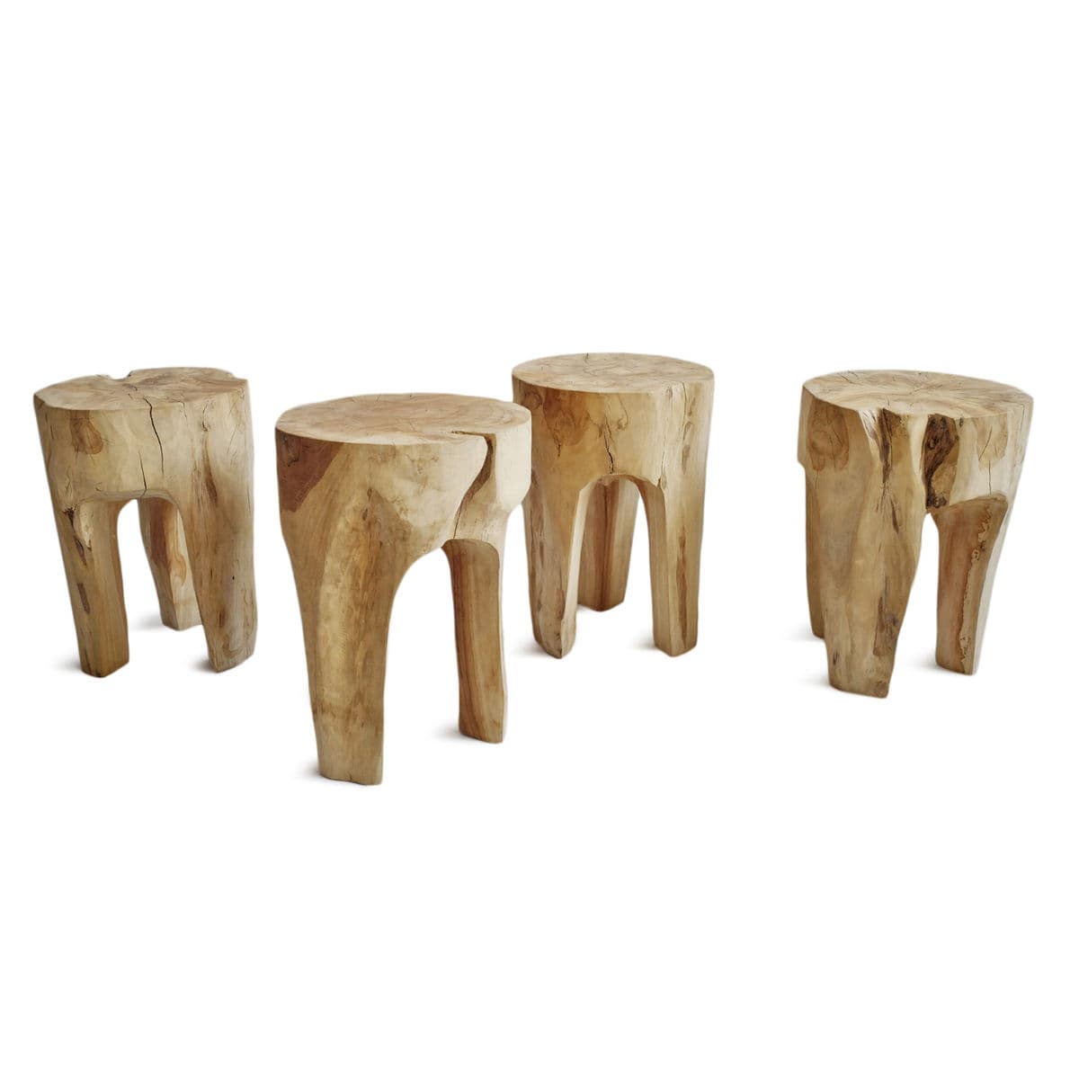 Organic Raw 3 Leg Teak Stool - Thumbnail 10