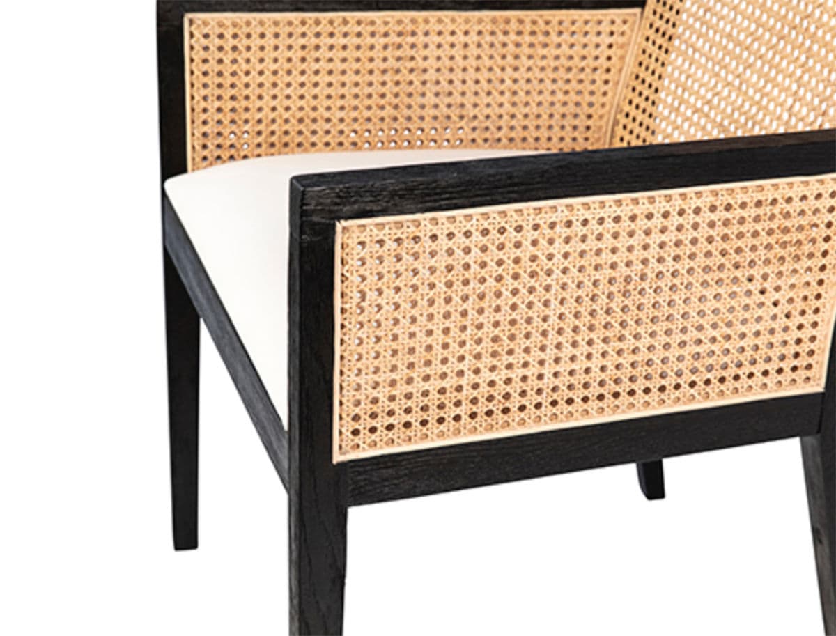 Colonial Black & Cane Dining Arm Chair - Thumbnail 10