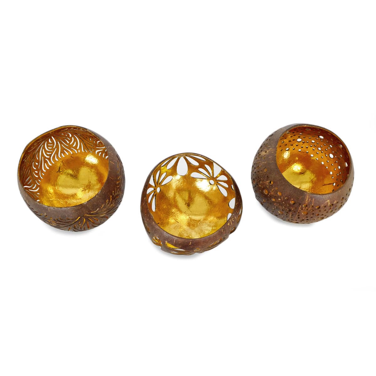 Coconut Carved Candle Bowl - Thumbnail 10