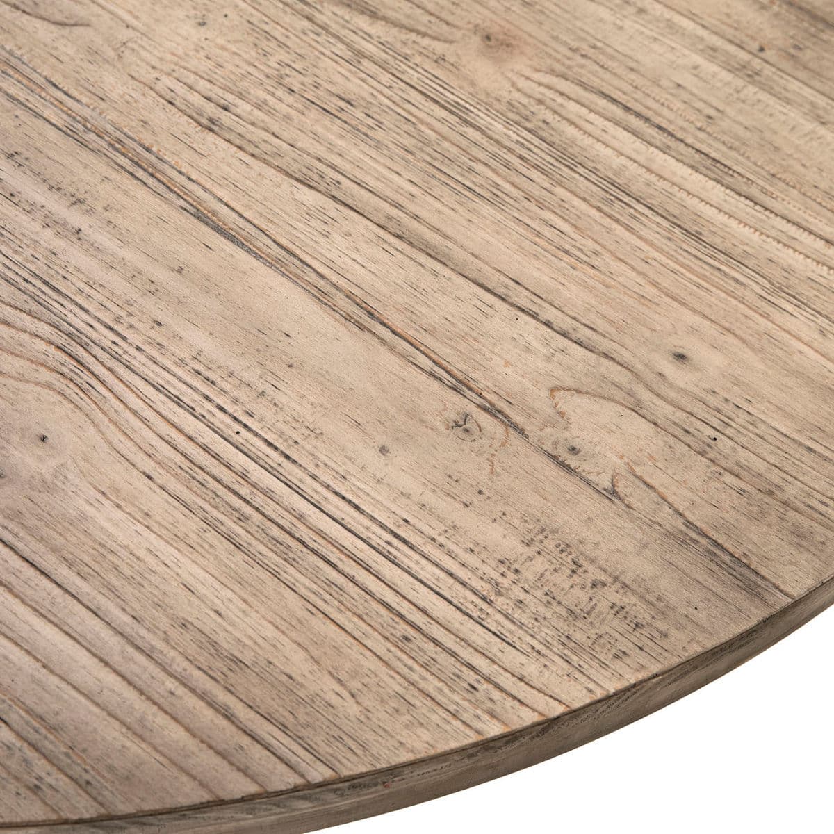 Round Beach Washed Salvage Pine Dining Table - Thumbnail 11