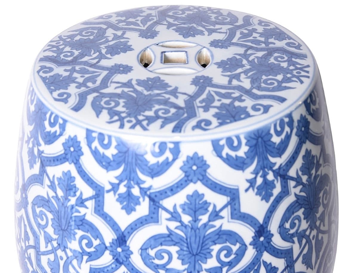 Blue & White Paris Ceramic Stool - Thumbnail 11