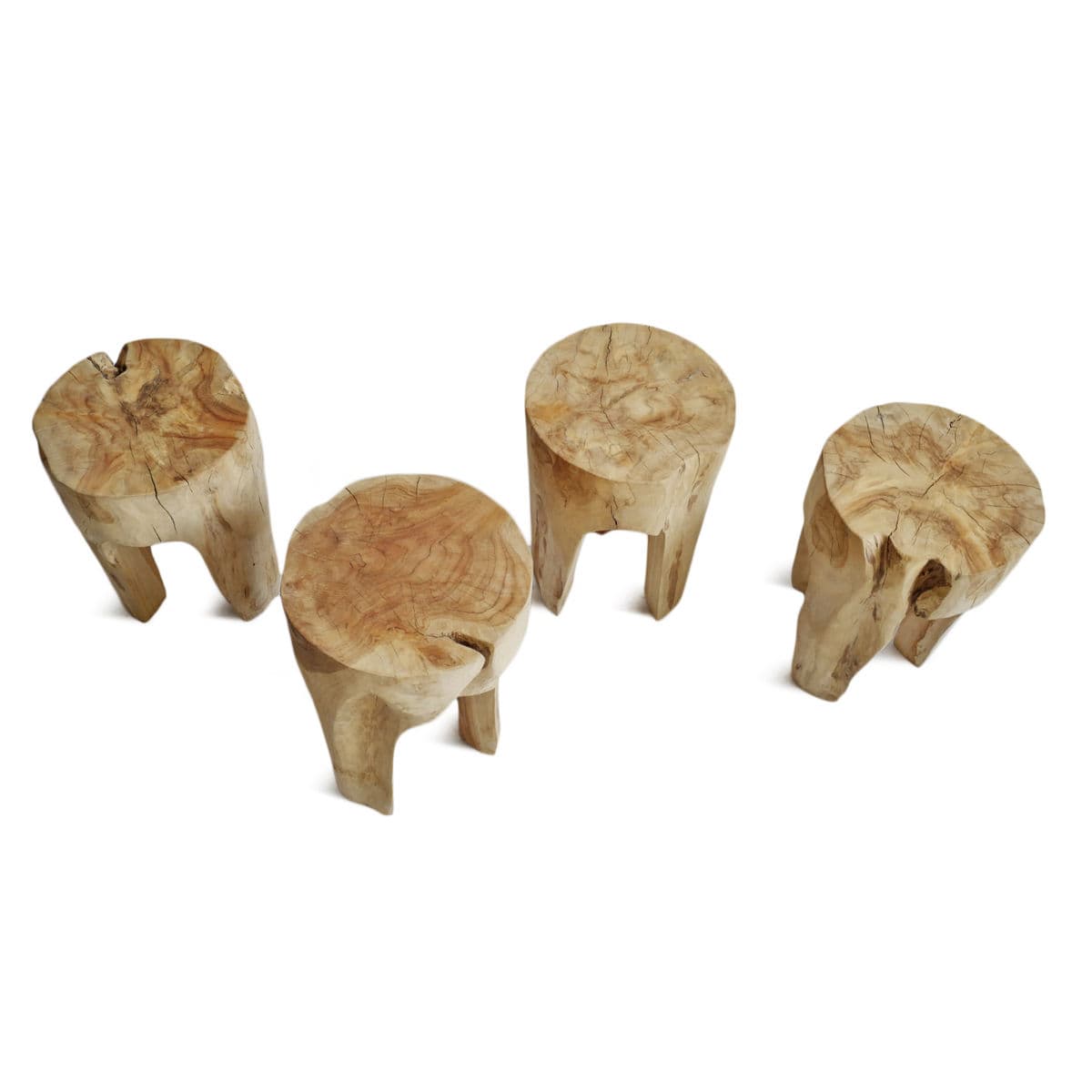 Organic Raw 3 Leg Teak Stool - Thumbnail 11