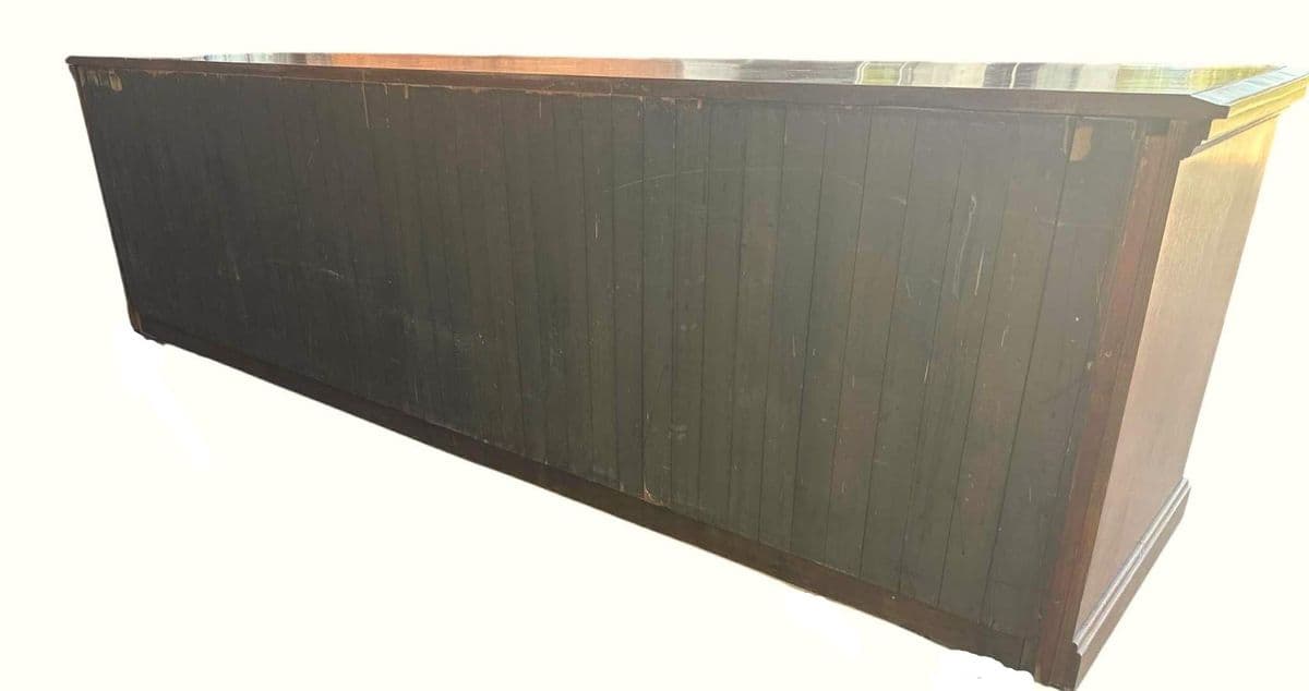 Monumental Antique Edwardian English Wide Solid Cherry Wood Credenza - Circa 1905 - Thumbnail 11