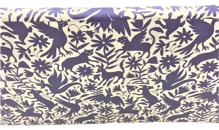 Otomi Print and Velvet Upholstery on Large Mid 20th Century Vintage Hollywood Regency Tuxedo Sofa - Thumbnail 11