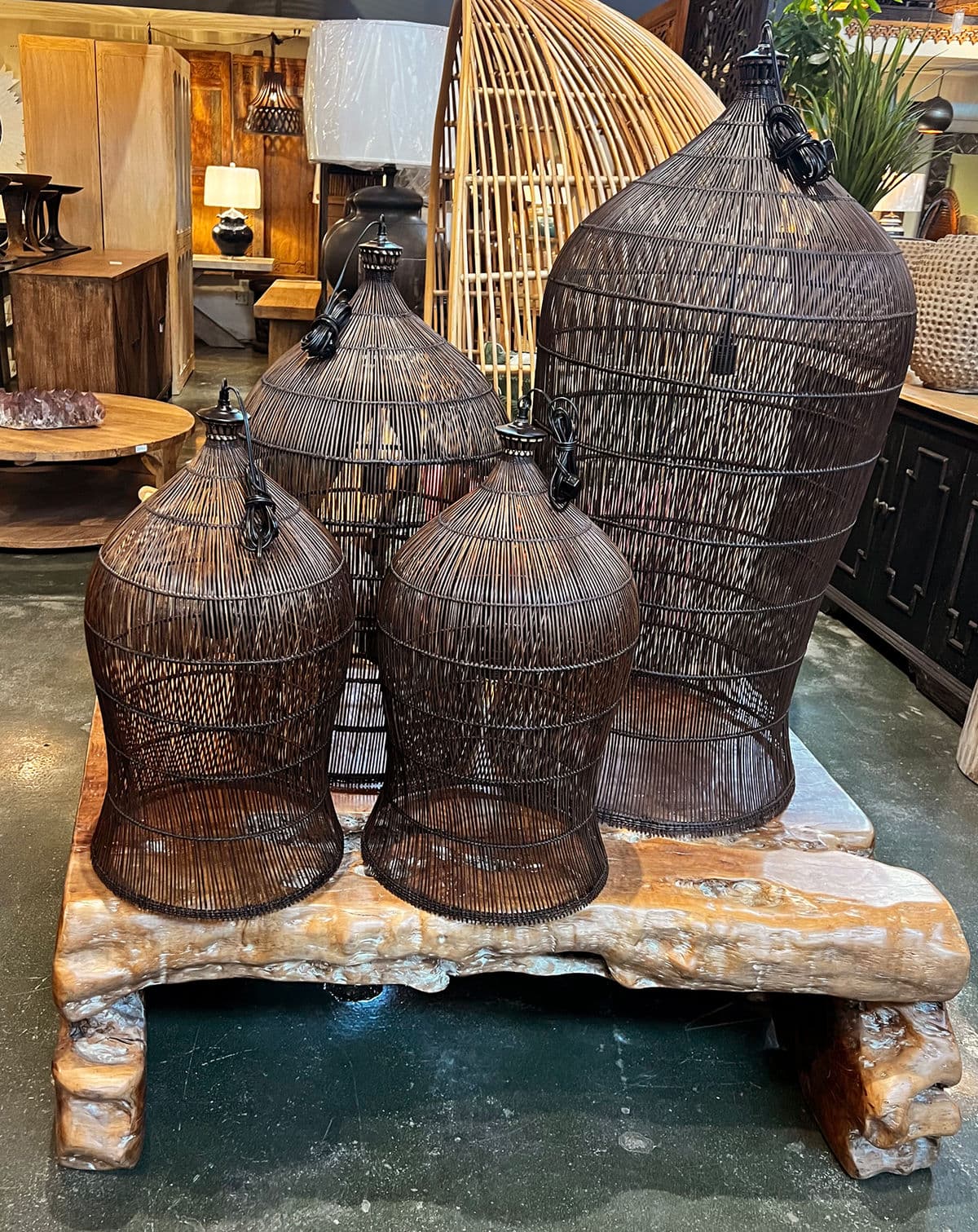 Auburn Wicker Fish Basket Pendant Medium - Thumbnail 11