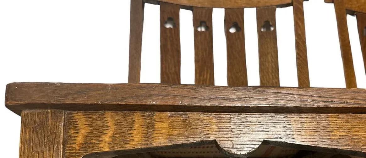 Wyburd and Liberty Attributed Antique Edwardian English Oak Chairs - a Pair - Thumbnail 11