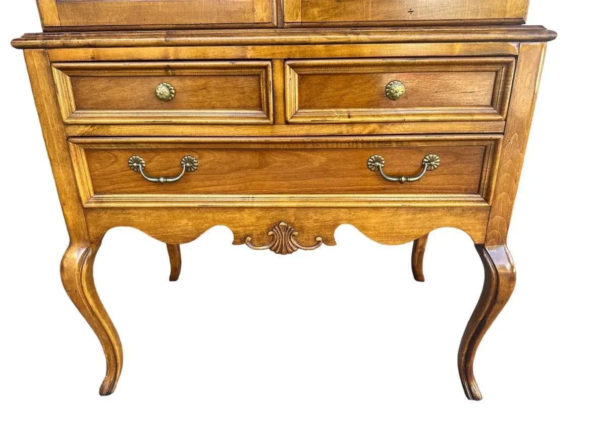 Solid Cherry Armoire With Dome Top and Cabriole Legs by Lexington - Vintage Circa 1980s - Thumbnail 11