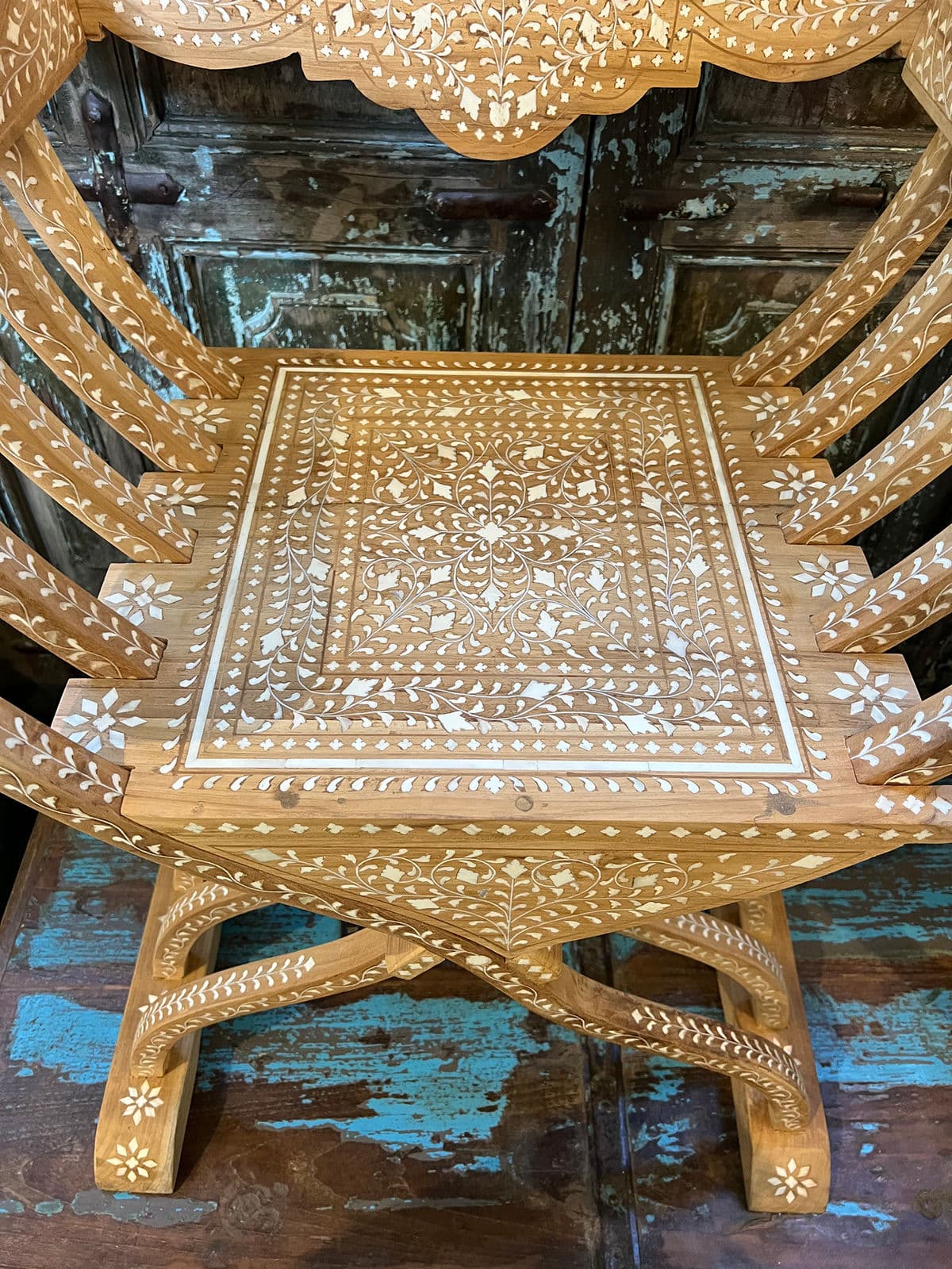 Wood Inlay Agra Arm Chair - Thumbnail 11