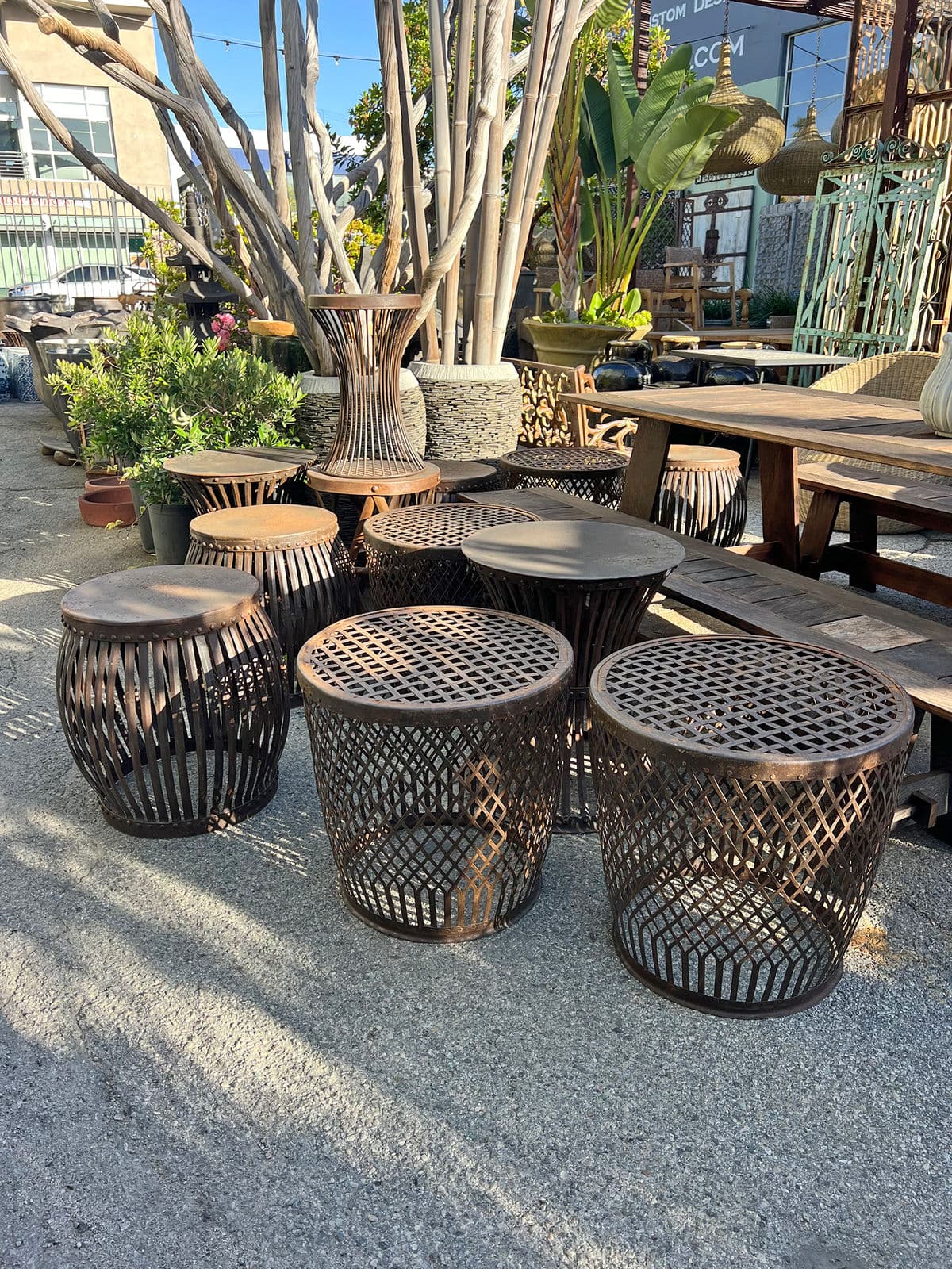 Iron Drum Strap Side Table - Thumbnail 11