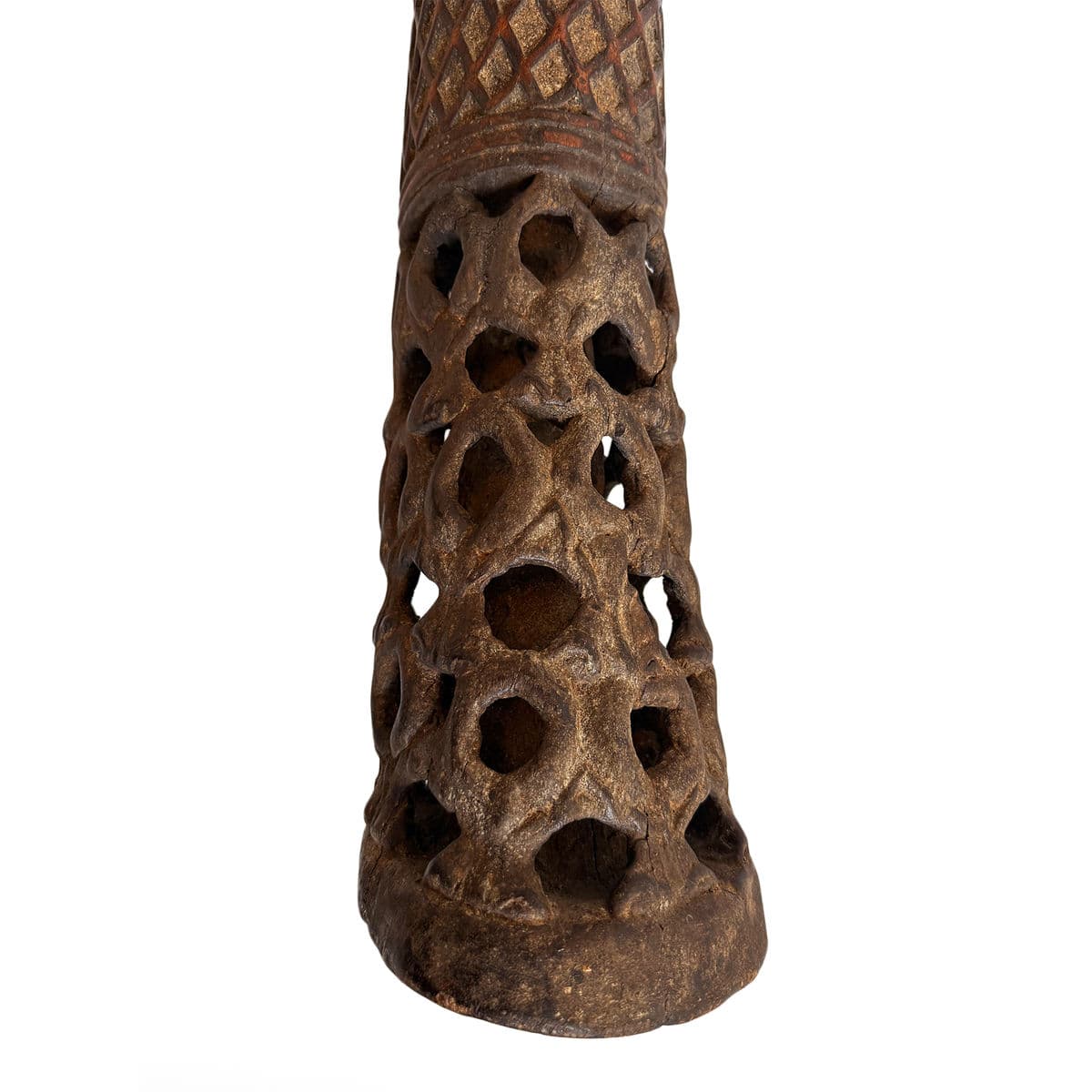 Old Bamileke Large Wood Carved Horn - Thumbnail 11