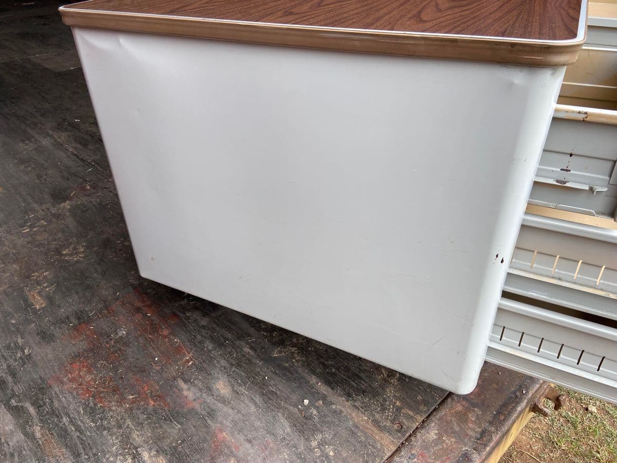 1970s Vintage Mid Century Modern Metal Tanker Desk - Thumbnail 10