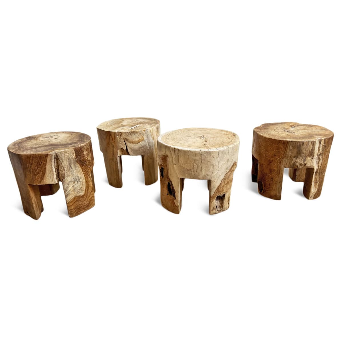 Jona Organic Teak Round Stool - Thumbnail 11