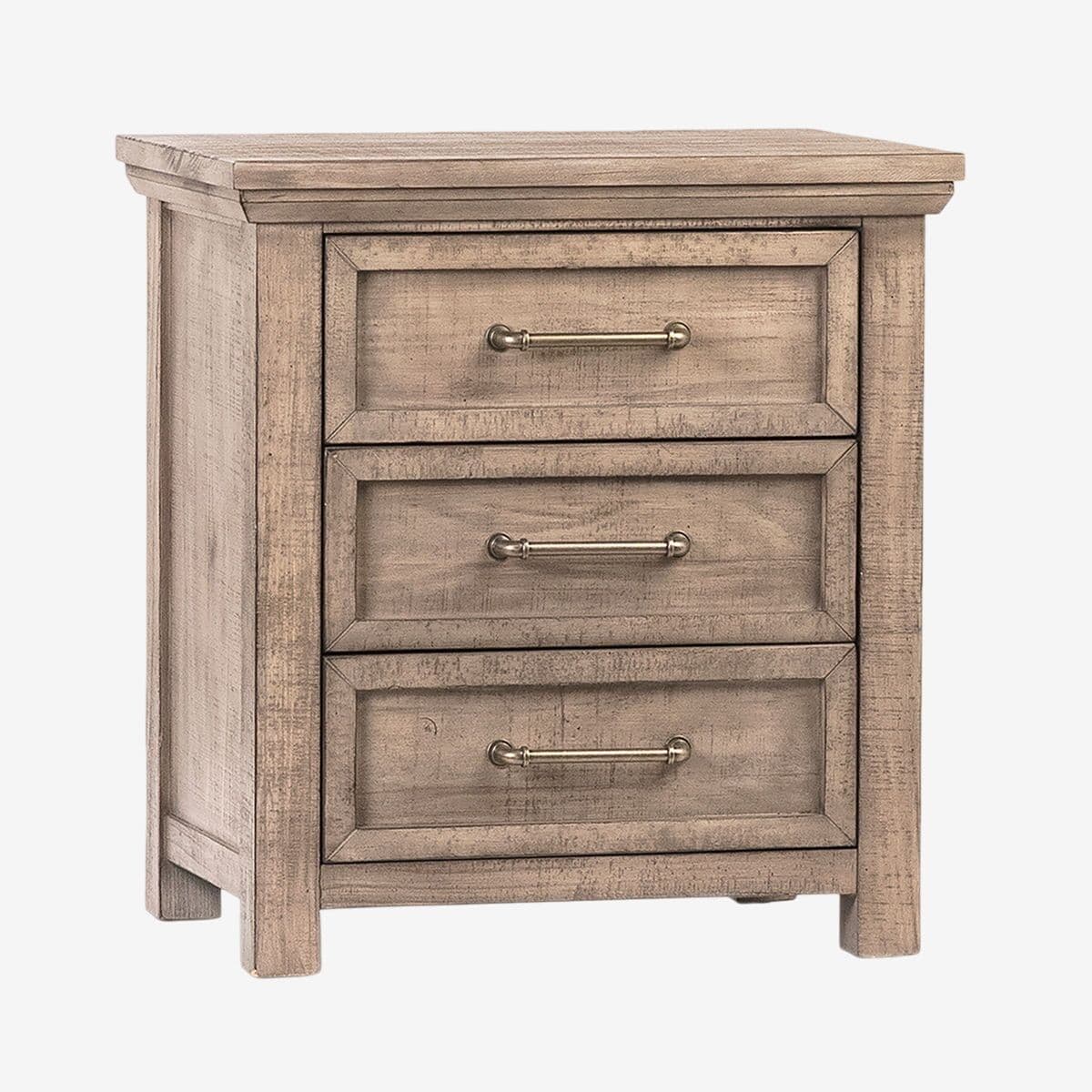 Bixton Three Drawer Pine Nightstand - Image 1