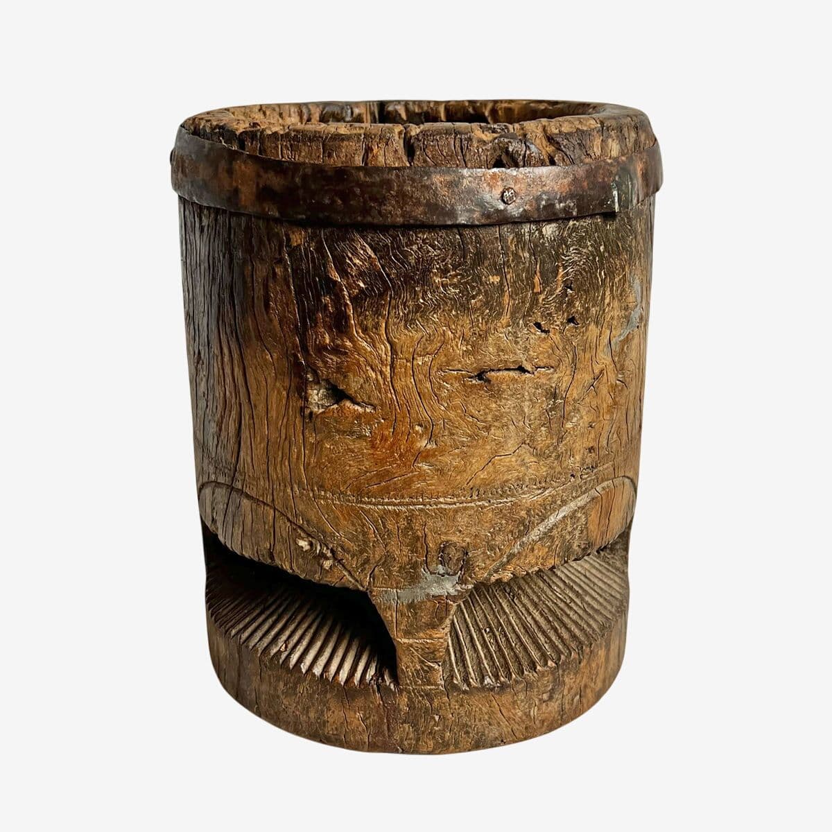 Old India Wood Pestle Pot - Image 1