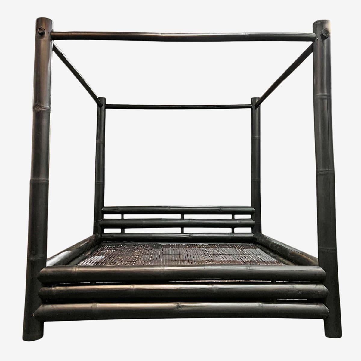 Black Stain Bamboo Canopy Bed Cal King - Image 1