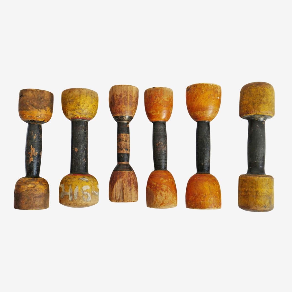 Antique India Wood Dumbbell - Image 1