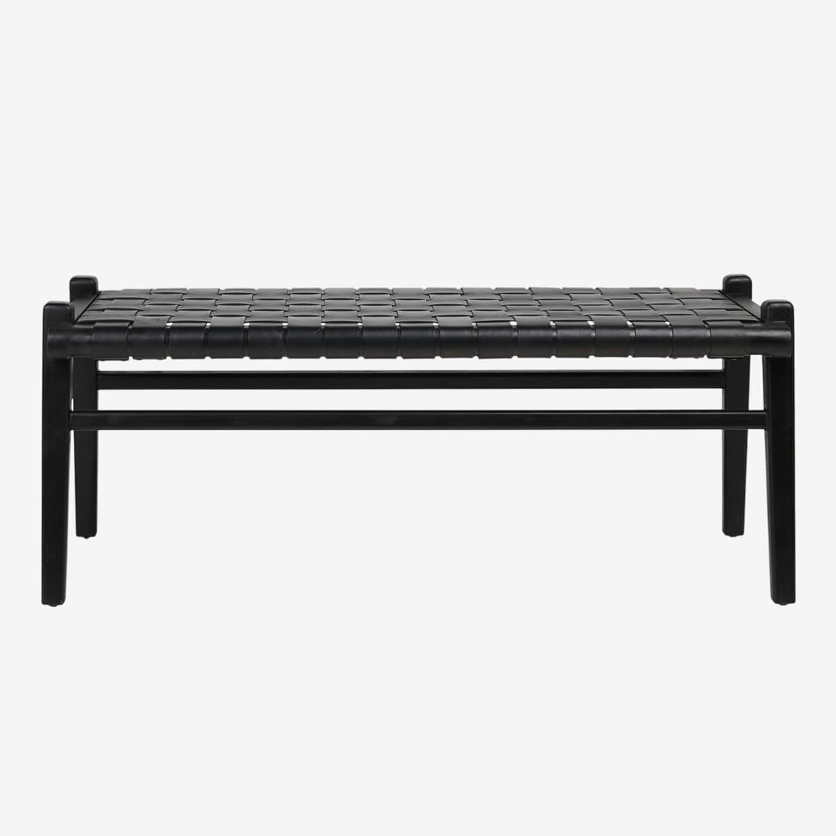 Black Leather Strap Bench - Image 1