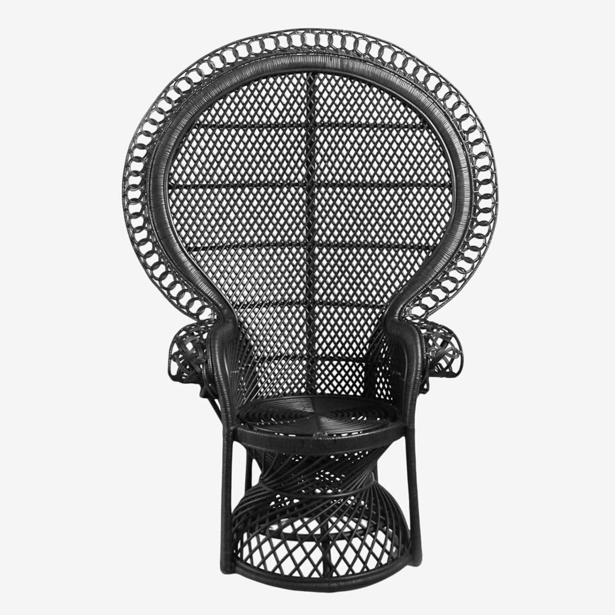 Black Rattan Loop Peacock Chair - Image 1