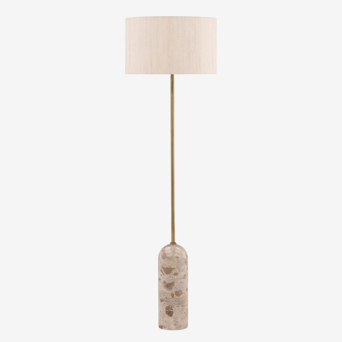 Taupe Marble & Brass Floor Lamp - Image 1